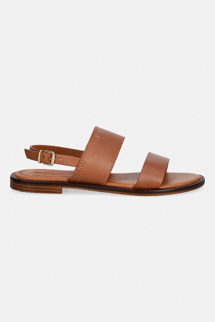 Marc O'Polo sandale cu toc plat pentru femei, din piele Babette 5A 60318391110134 maro SS26