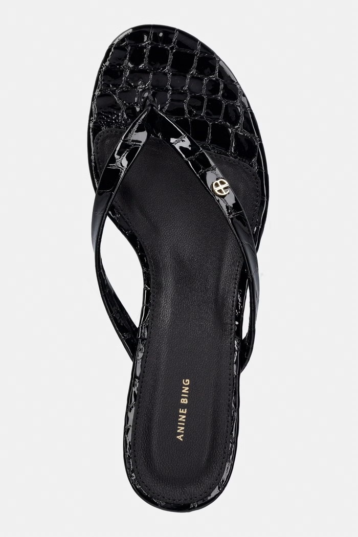 Anine Bing NOELLE THONG HEELS EMBOSSED BLACK Japanese women's leather black A.14.11931.BLK1