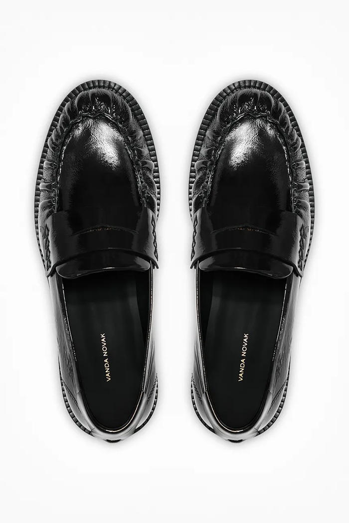Kožené mokasíny Vanda Novak čierna Greta.Glossy.Black