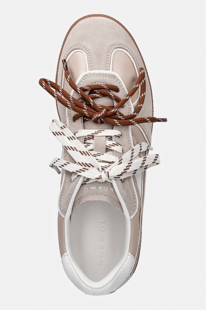 Nokwol sneakers din piele întoarsă August bej August.Beige.White