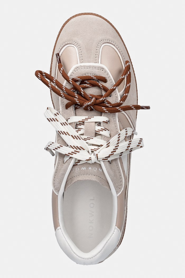 Nokwol sneakers din piele întoarsă August bej August.Beige.White