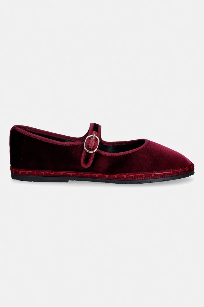Nokwol baleriny welurowe Mel Mel.Burgundy.Velvet bordowy SS26