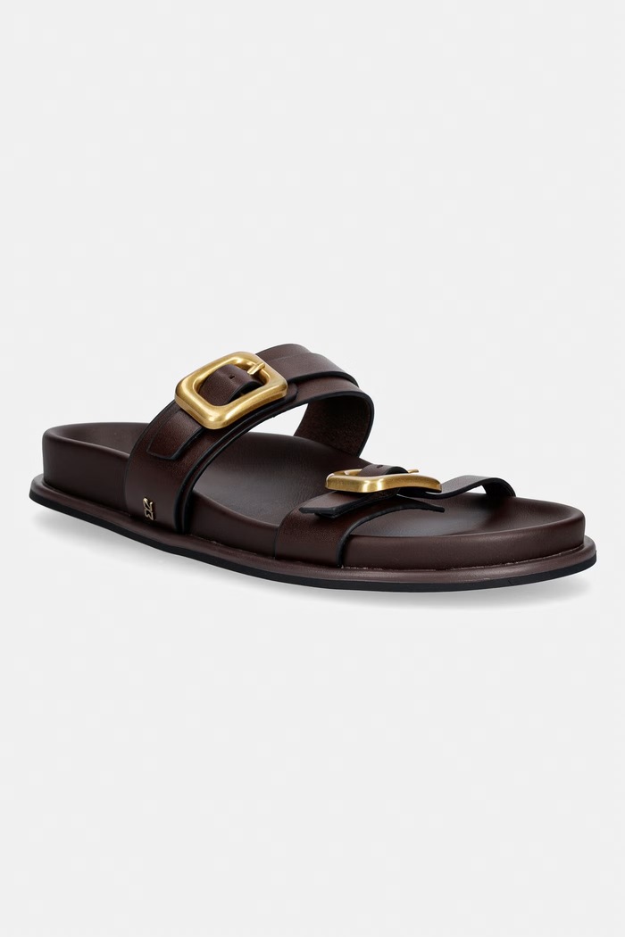 Usnjeni natikači Nokwol Zaz Ravna rjava Zaz.Brown.Leather