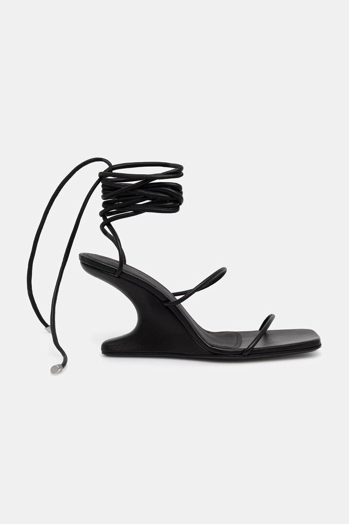 Rick Owens Lilies Cantilever 8 sandály na klínku dámské kožené LI01F7804.LLP černá SS26