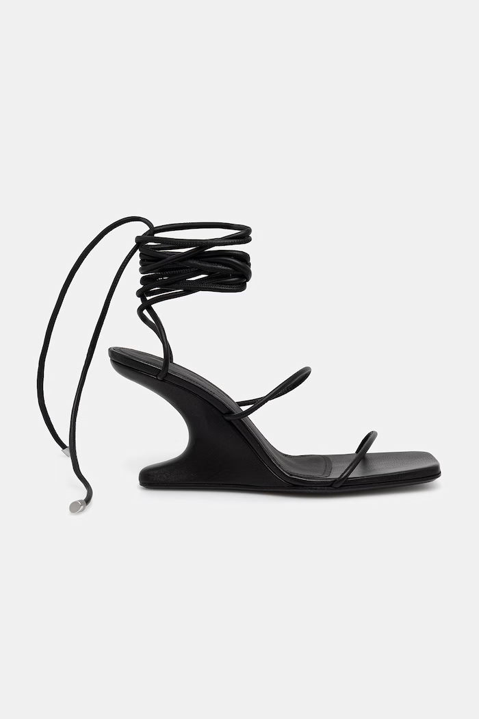 Rick Owens Lilies Cantilever 8 sandály na klínku dámské kožené LI01F7804.LLP černá SS26