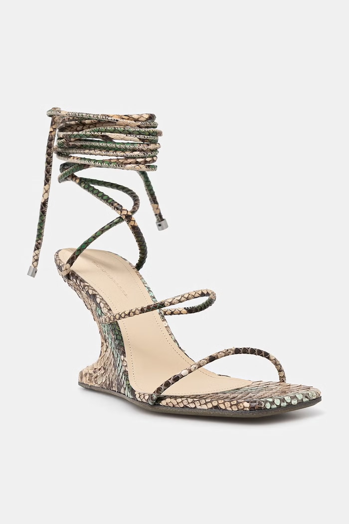 Rick Owens Lilies Cantilever 8 sandály na klínku dámské kožené béžová LI01F7804.LPY35
