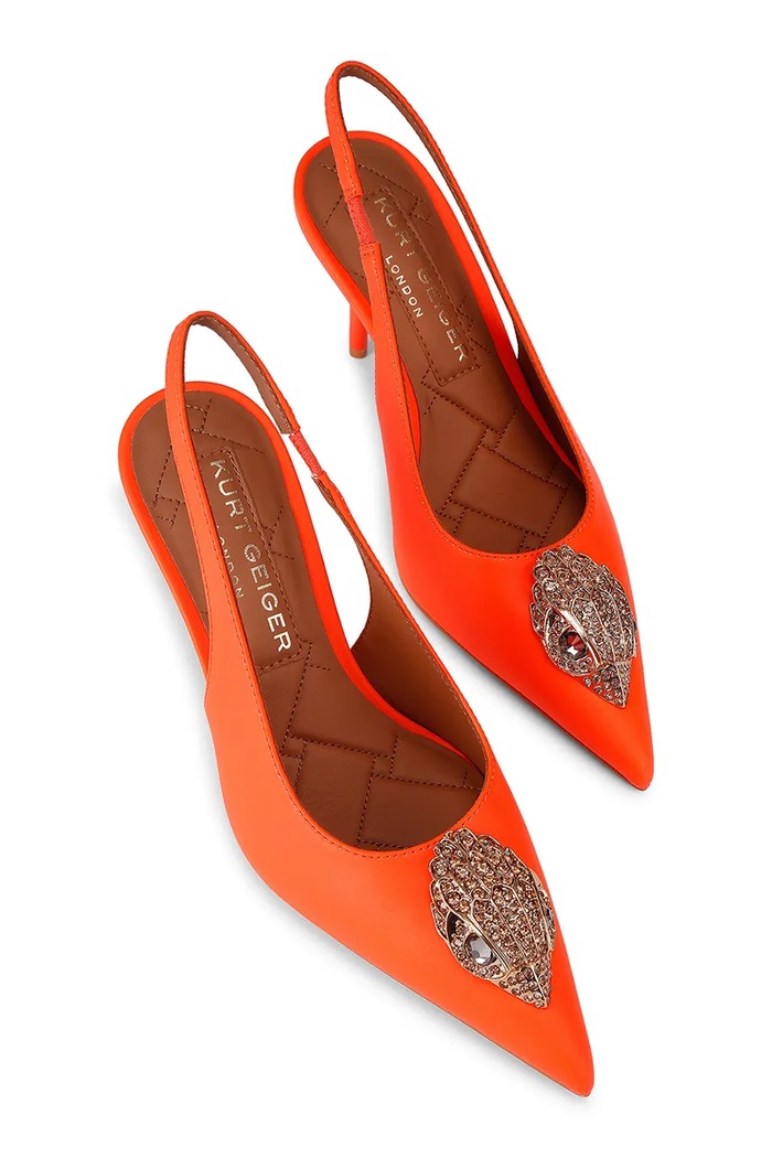 Kurt Geiger London stiletto din piele Large Eagle Sling 5386491109 portocaliu SS26