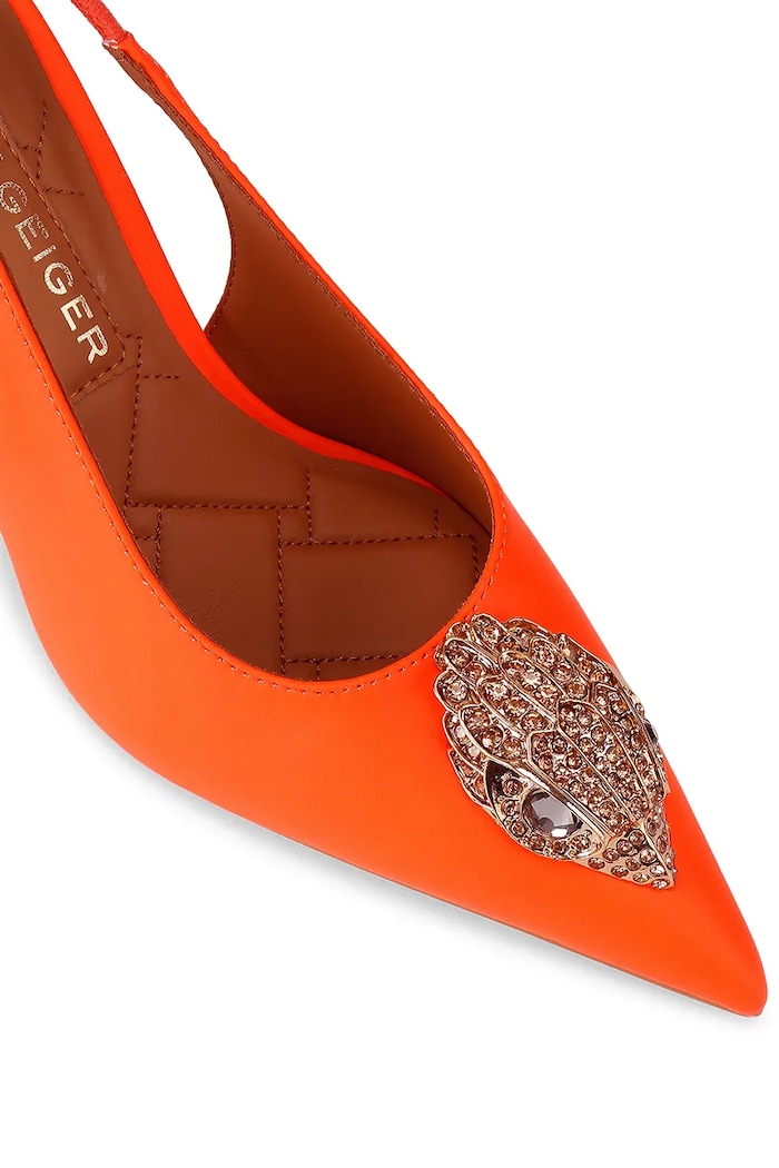 Kurt Geiger London stiletto din piele Large Eagle Sling portocaliu 5386491109