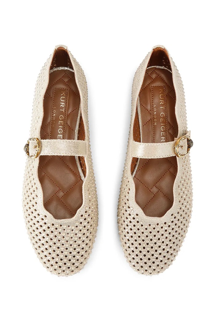 Kurt Geiger London balerini din piele Wavy Mayfair Ballet Flat 5596461209 bej SS26