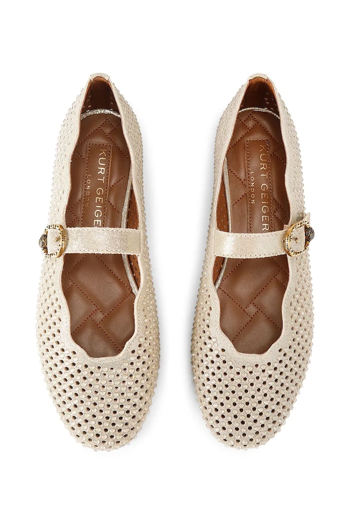 Kurt Geiger London balerini din piele Wavy Mayfair Ballet Flat 5596461209 bej SS26