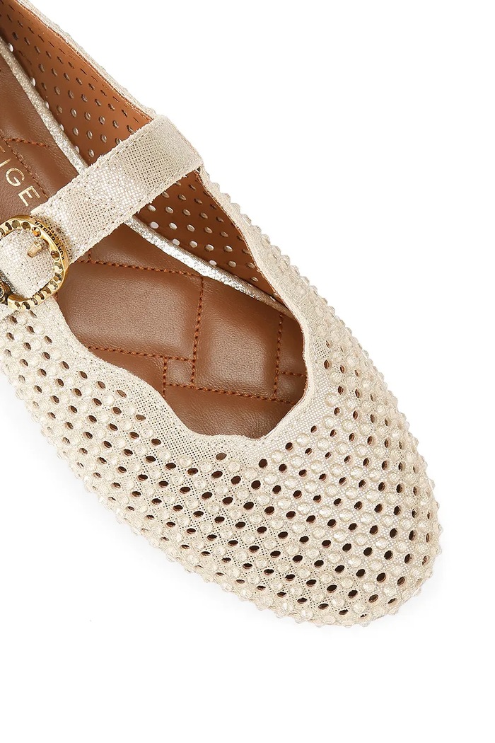 Kurt Geiger London balerini din piele Wavy Mayfair Ballet Flat bej 5596461209