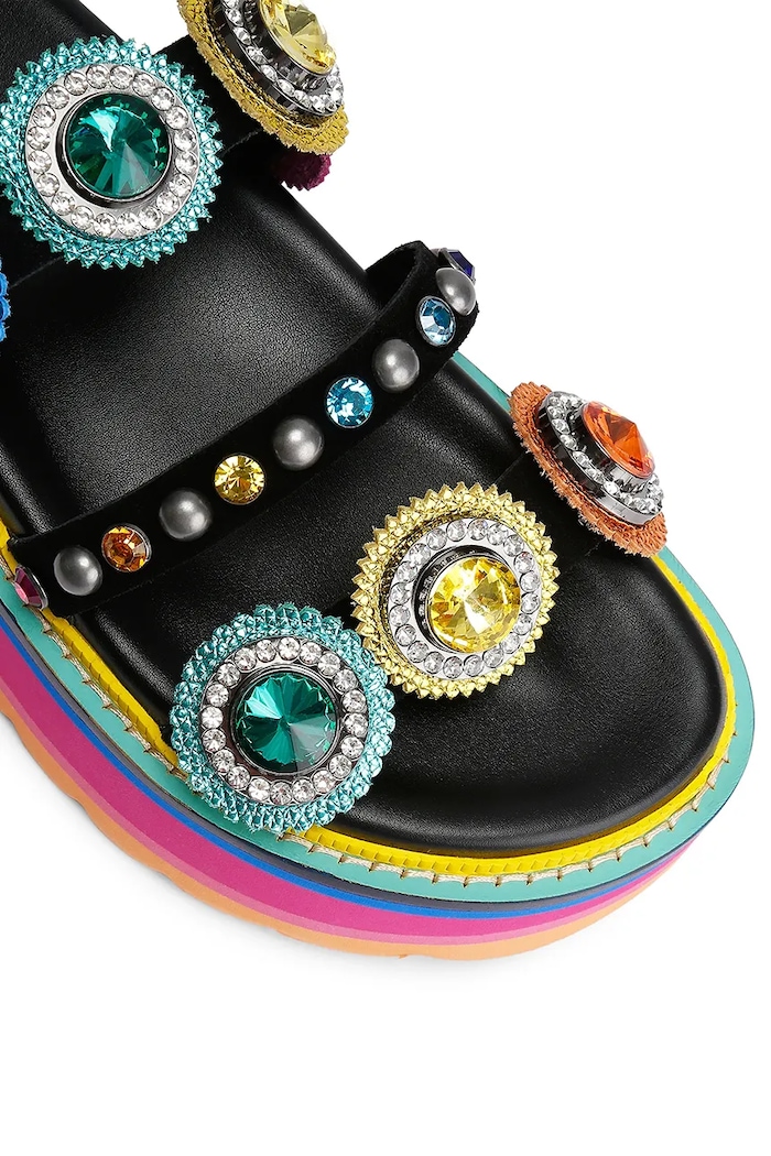 Kurt Geiger London sandały na platformie damskie skórzane Octavia Sling Flatform multicolor 5612405219