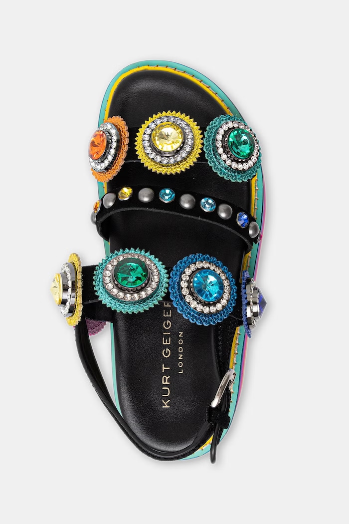 Kurt Geiger London sandały na platformie damskie skórzane Octavia Sling Flatform 5612405219 multicolor