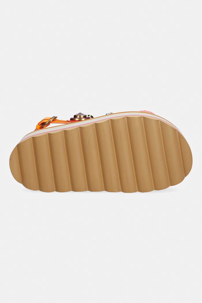 Kurt Geiger London sandale cu platformă pentru femei, din piele Octavia Sling Flatform 5612499109 portocaliu