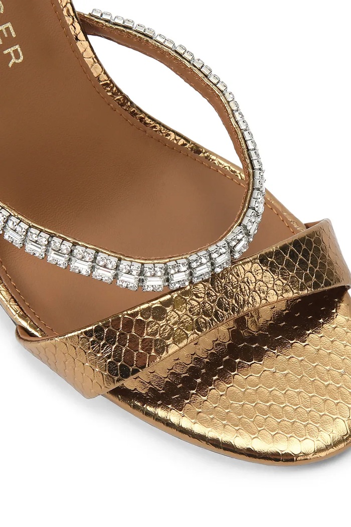 Kurt Geiger London sandale cu toc înalt din piele Crystal Strap Sandal aur 5393760189