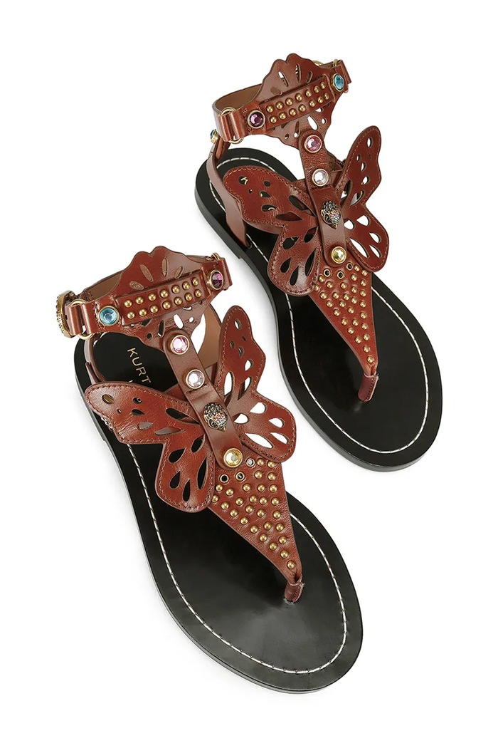 Kurt Geiger London sandali rimski ženski usnjeni Boho Butterfly Gladiator 5596730109 rjava SS26