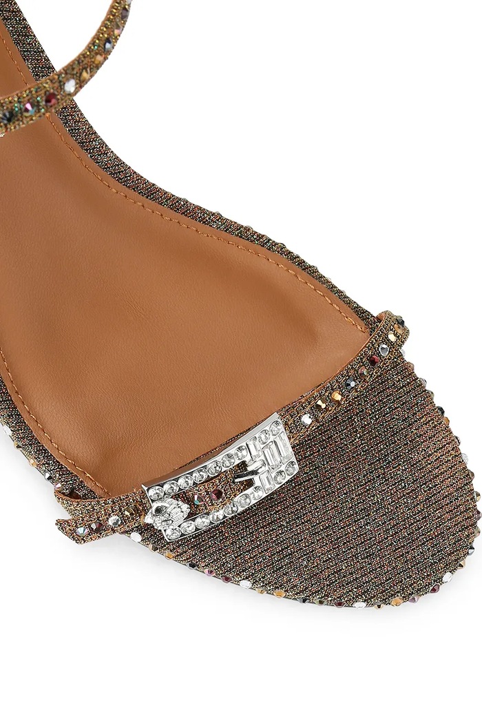 Kurt Geiger London sandale cu toc înalt Strass Double Buckle Sdl maro 5602568689