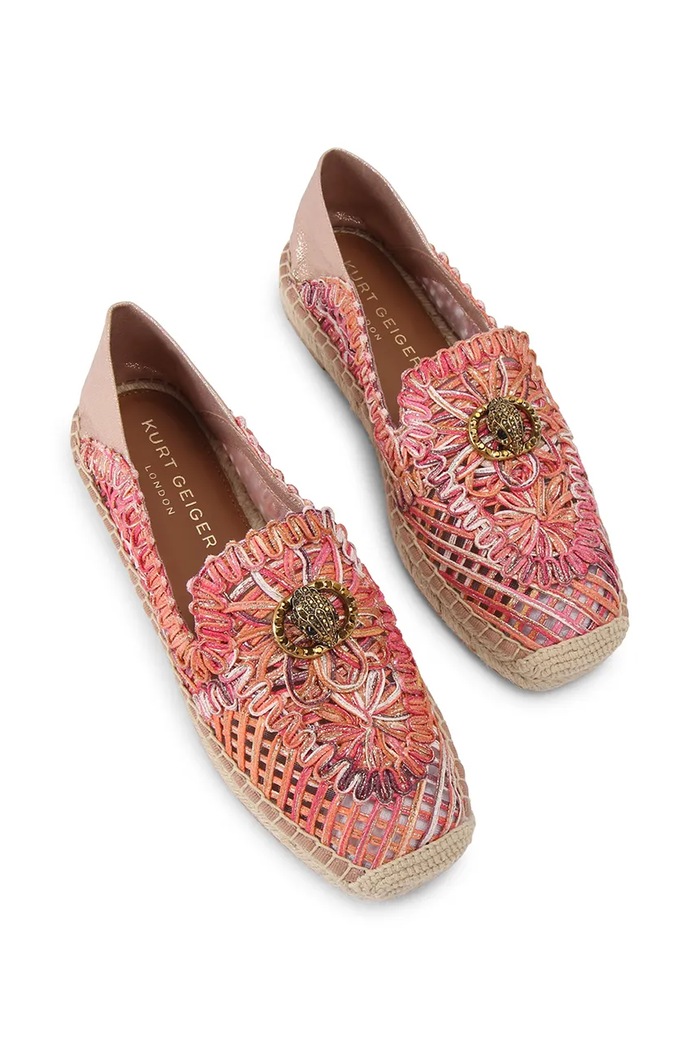 Kurt Geiger London espadryle espadrylowe damskie Chelsea Woven Espadrille 5603257999 pomarańczowy SS26