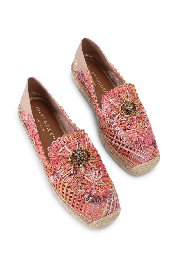 Kurt Geiger London espadryle espadrylowe damskie Chelsea Woven Espadrille 5603257999 pomarańczowy SS26