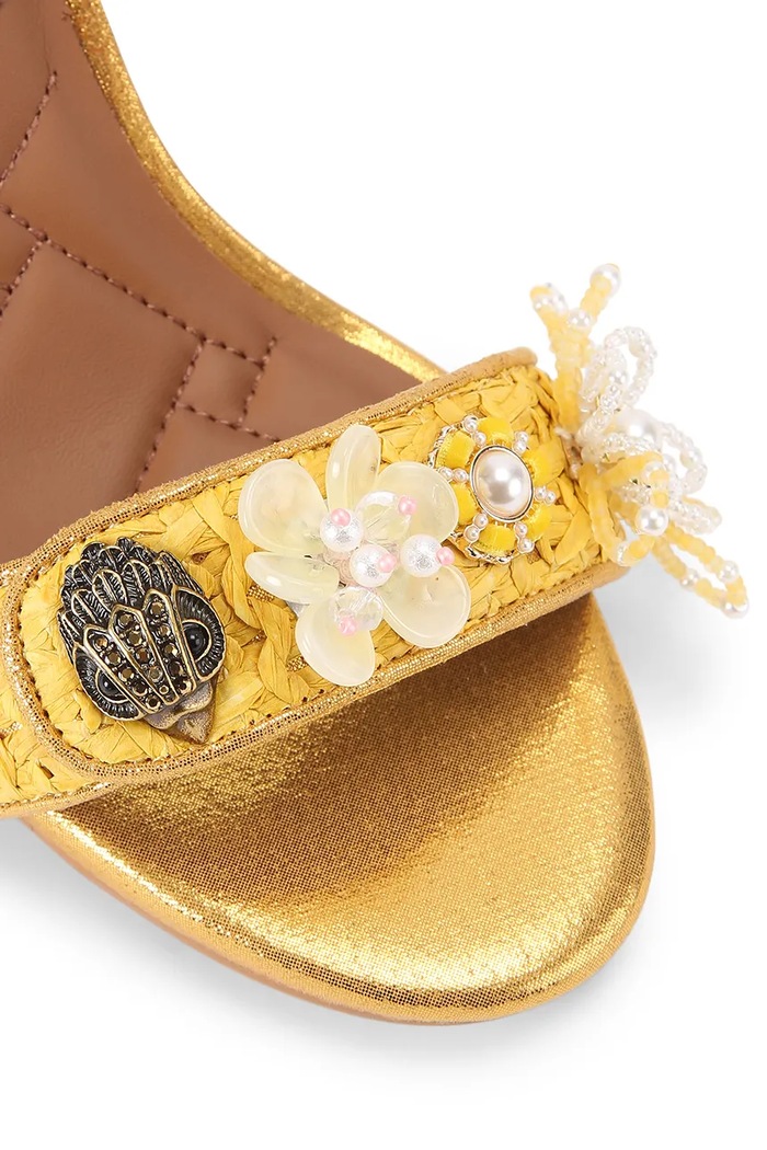Kurt Geiger London sandále na podpätku Kensington Langley Raffia žltá 5604194999