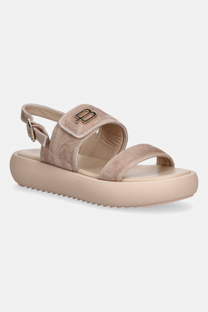 Baldinini sandale cu platformă pentru femei, din piele întoarsă bej D6E328P1CAMO.7890