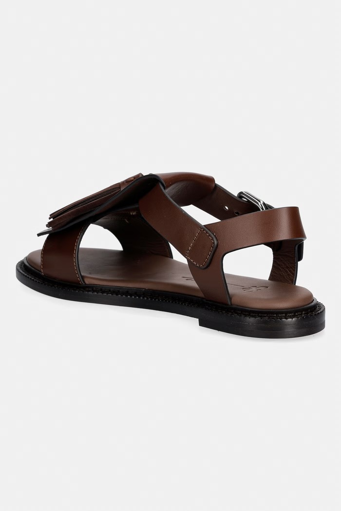 Обувки Weekend Max Mara Сандали женски кожени Wkaarte 2615521095600.BROWN кафяв