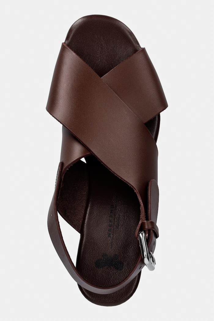 Weekend Max Mara sandály kožené Wkaangio hnědá 2615521115600.BROWN