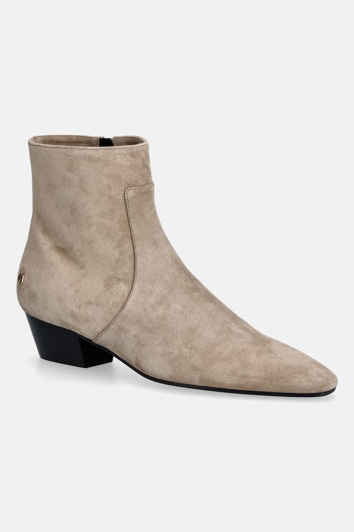 Anine Bing Freya Ankle boots low heels Women's suede beige A.14.11497