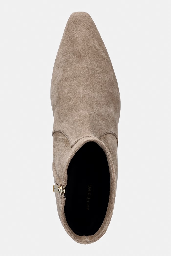 Anine Bing Freya Ankle boots low heels Women's suede beige A.14.11497