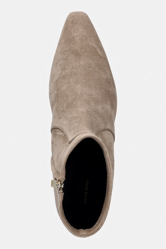 Anine Bing Freya Ankle boots low heels Women's suede beige A.14.11497