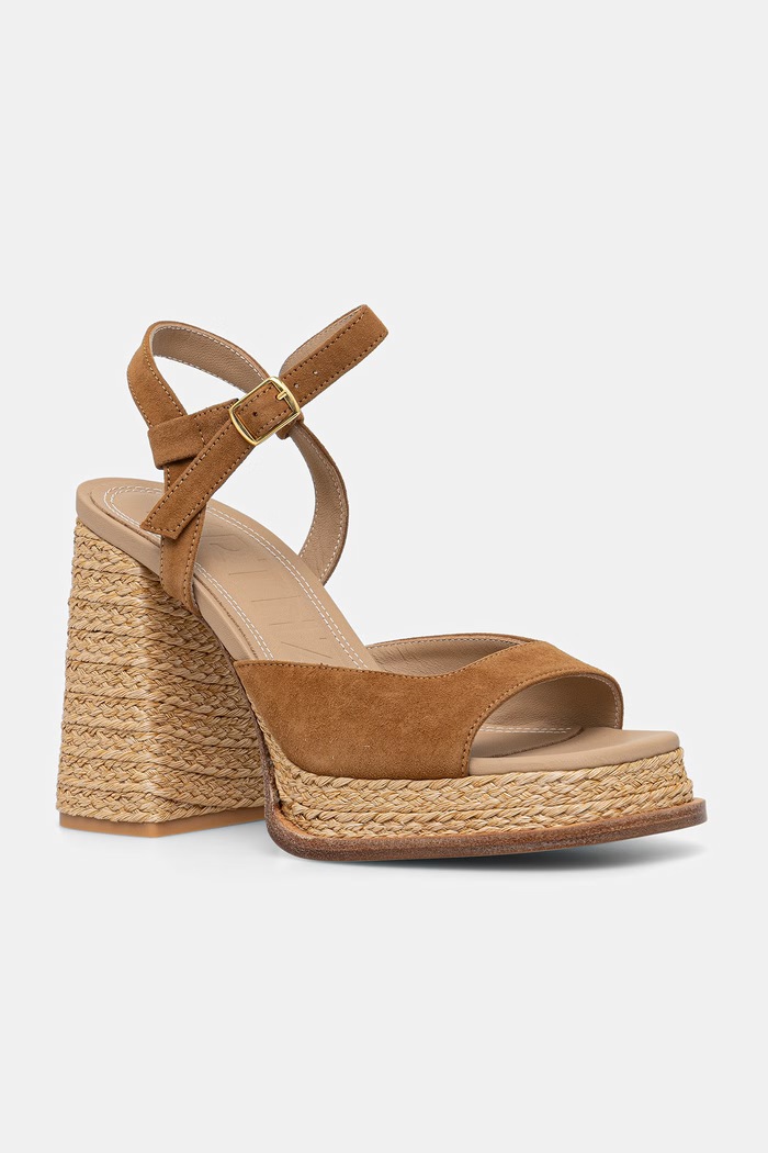 Souliers Martinez sandále na podpätku zo semišu GRACIA hnedá GRACIA.BROWN