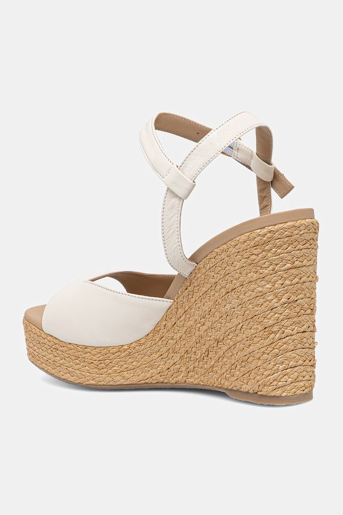 Încălțăminte Souliers Martinez sandale wedges din piele SUMMER SUMMER.WHITE bej
