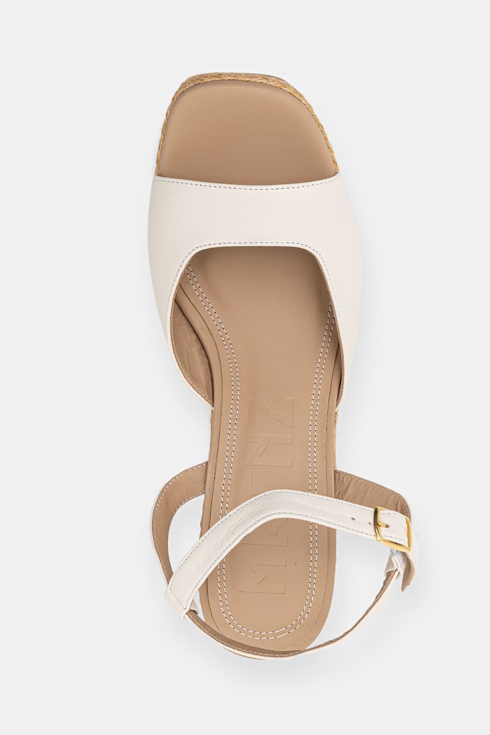 Souliers Martinez sandale wedges din piele SUMMER bej SUMMER.WHITE