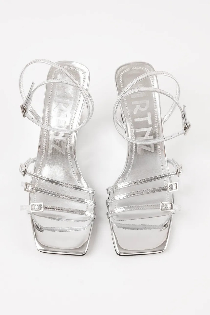 Souliers Martinez sandále na platforme po celej dĺžke z kože EDEN EDEN.SILVER strieborná SS26