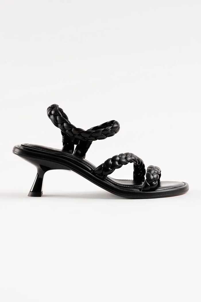 Souliers Martinez sandały na niskim obcasie skórzane ANAYA czarny ANAYA.BLACK