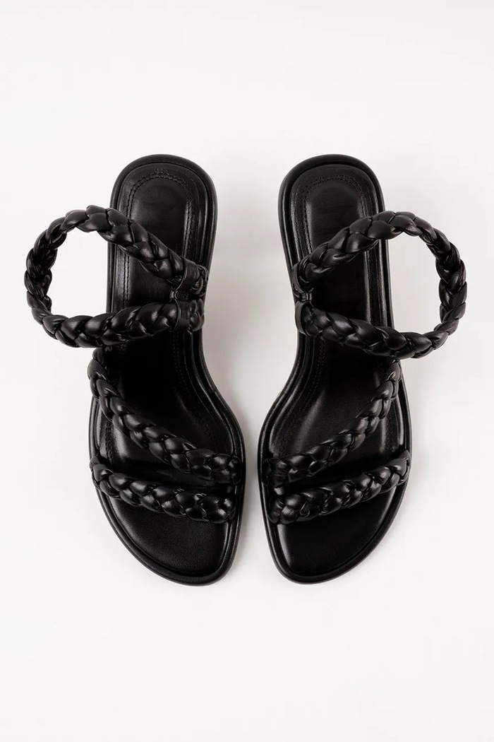 Souliers Martinez sandały na niskim obcasie skórzane ANAYA czarny ANAYA.BLACK