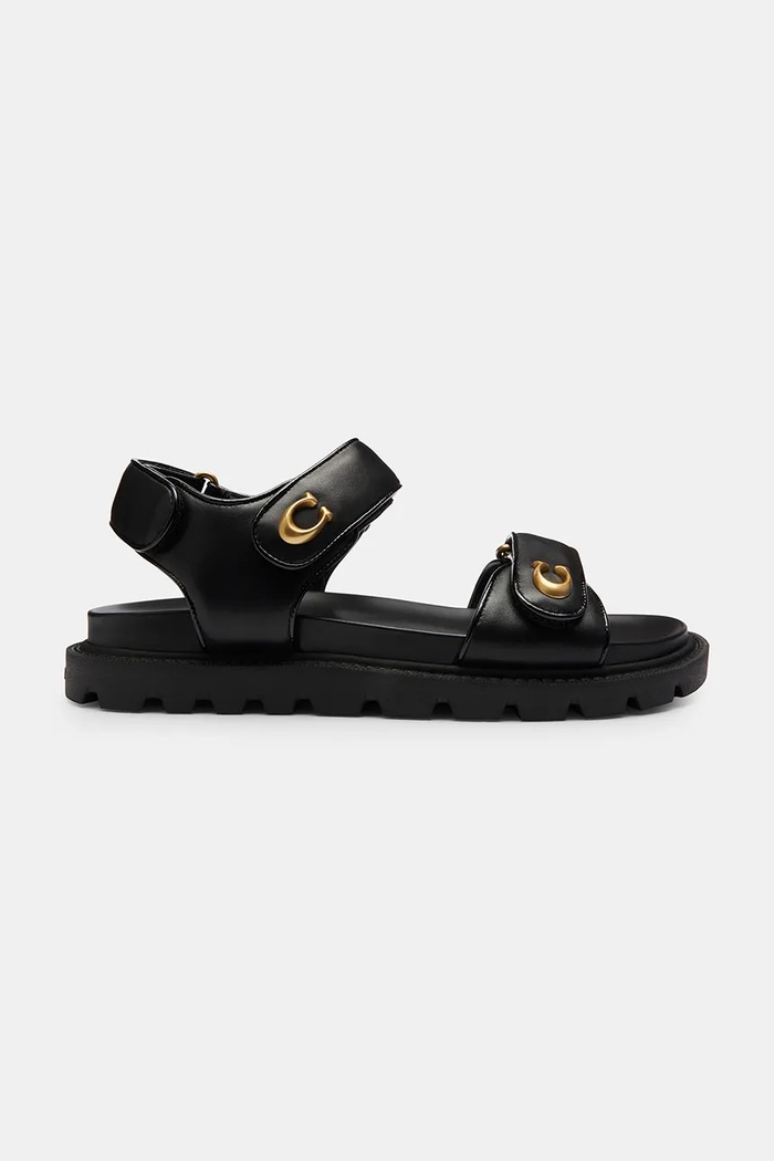 Coach σανδάλια Γυναικεία δερμάτινα Brynn Leather Sandal μαύρο CEF31.BLK