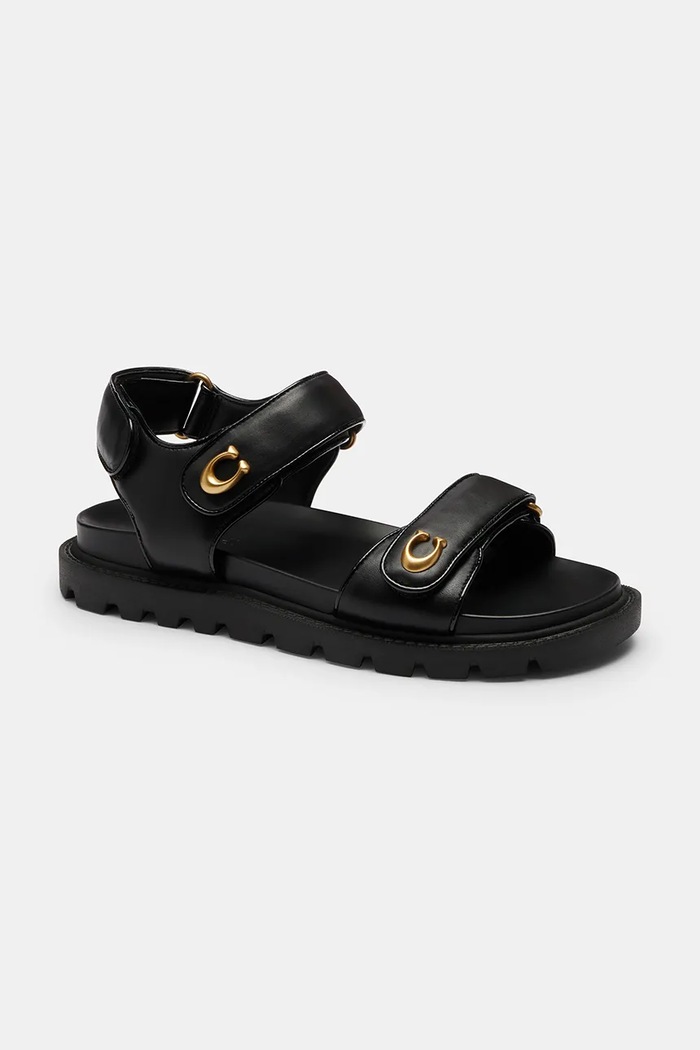 Coach σανδάλια Γυναικεία δερμάτινα Brynn Leather Sandal CEF31.BLK μαύρο SS26