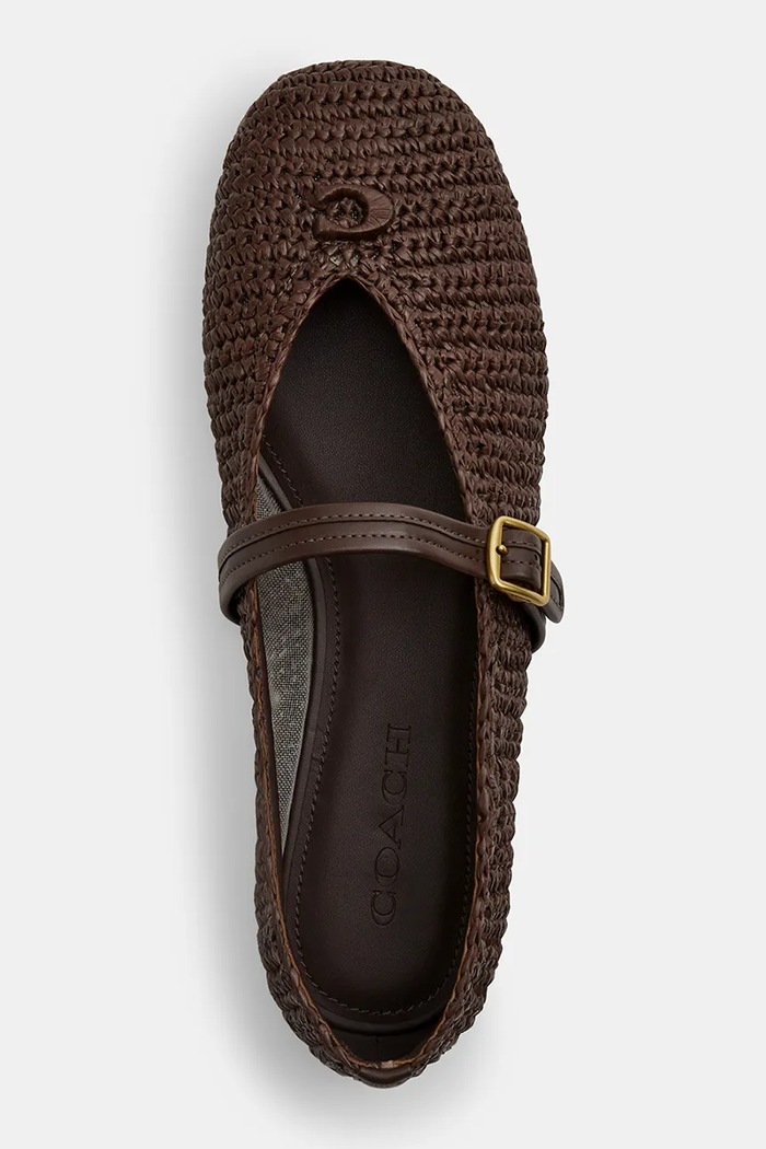Coach baleríny Sculpted C Raffia Soft Mary Jane hnědá CEF18.MPL