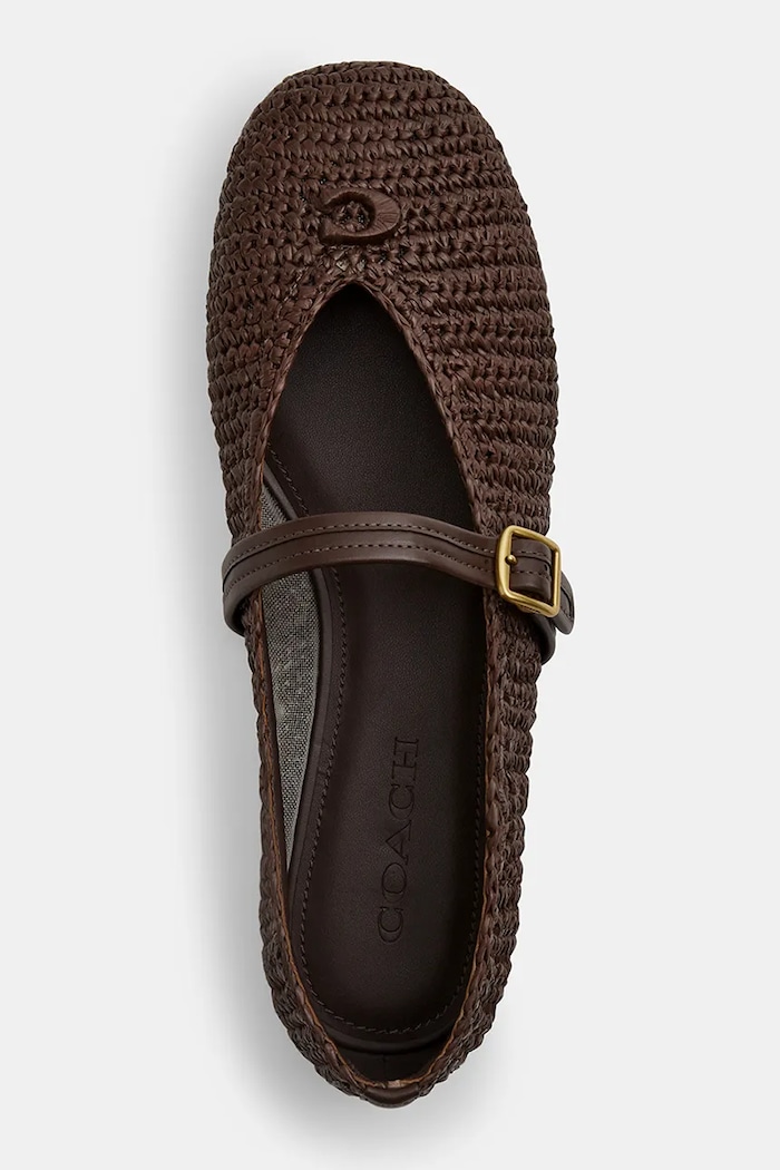 Coach baleríny Sculpted C Raffia Soft Mary Jane hnědá CEF18.MPL