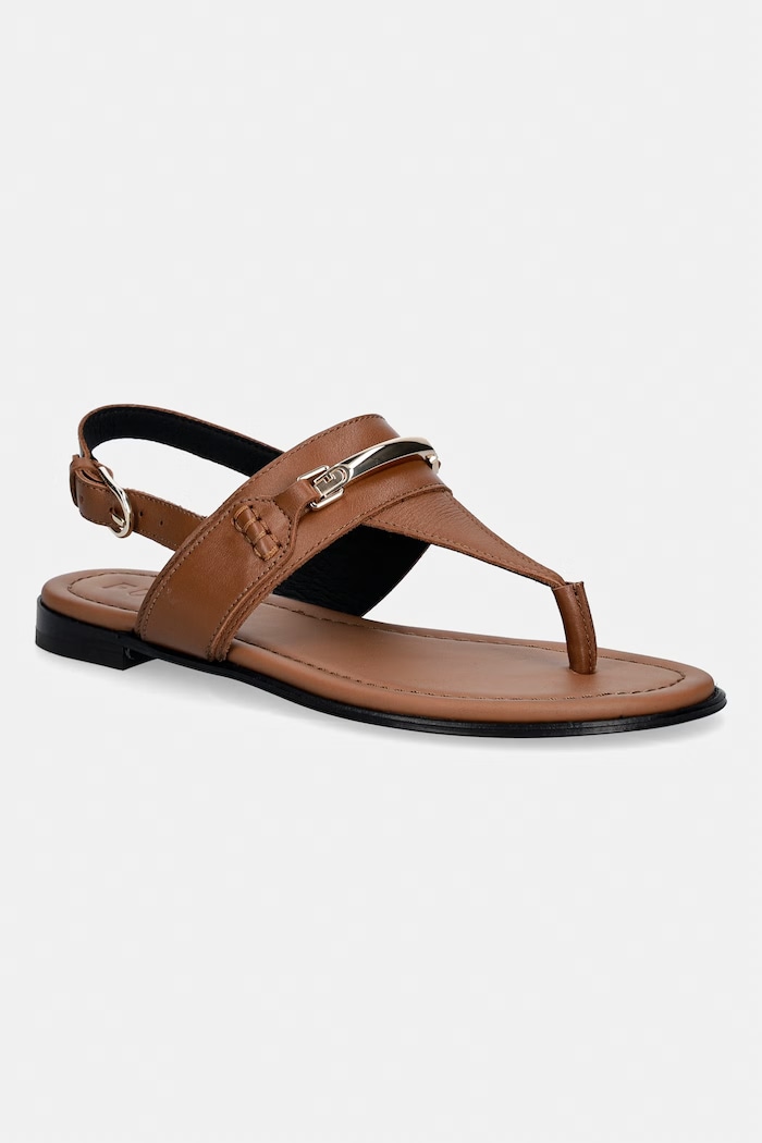 Furla sandale cu toc plat pentru femei, din piele Heritage Thong maro YL14FHE.A.0532.03B00