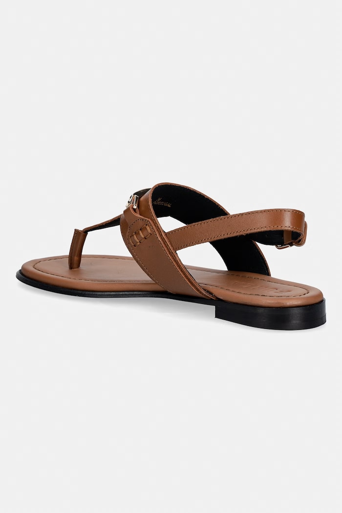Încălțăminte Furla sandale cu toc plat pentru femei, din piele Heritage Thong YL14FHE.A.0532.03B00 maro