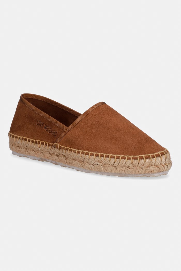 Love Moschino dámske semišové espadrilky na plochej podrážke hnedá JA10572G0OIG5200