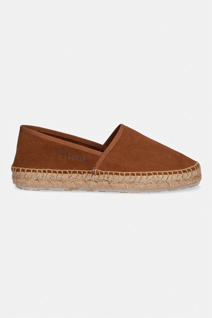 Love Moschino dámske semišové espadrilky na plochej podrážke JA10572G0OIG5200 hnedá SS26