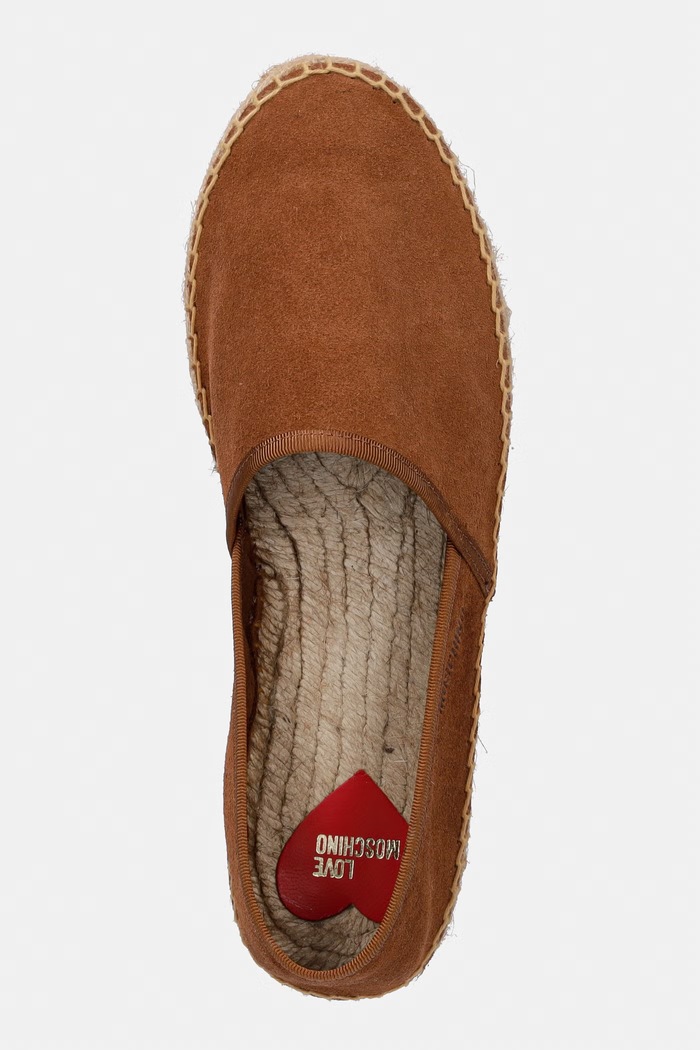 Love Moschino dámske semišové espadrilky na plochej podrážke hnedá JA10572G0OIG5200