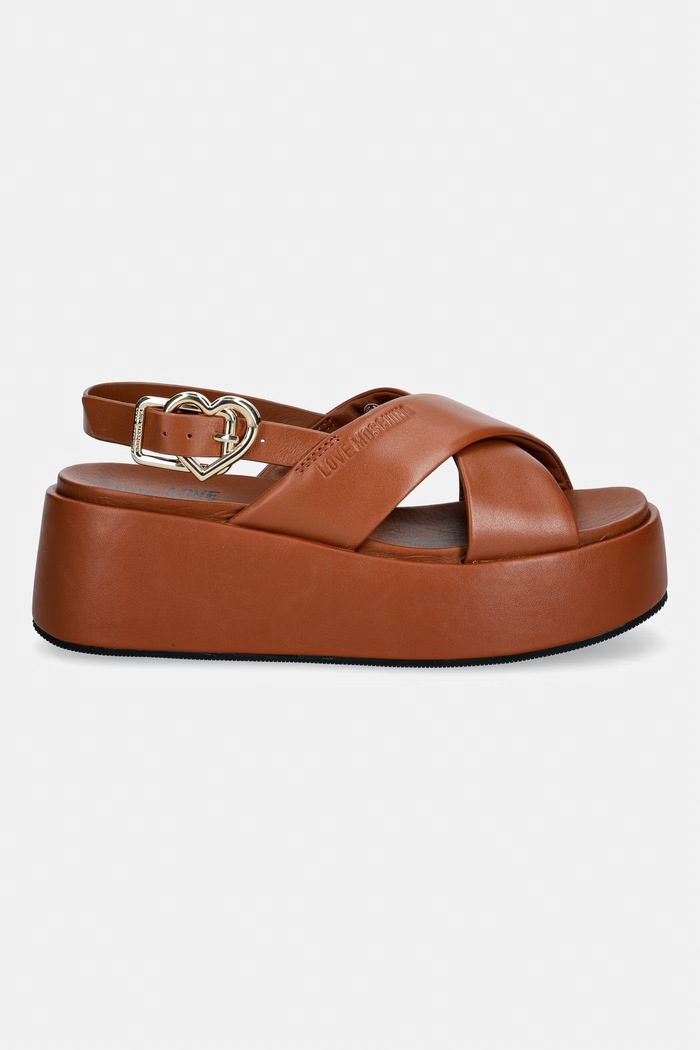 Love Moschino σανδάλια γυναικεία δερμάτινα JA16137I0OIA0200 καφέ SS26