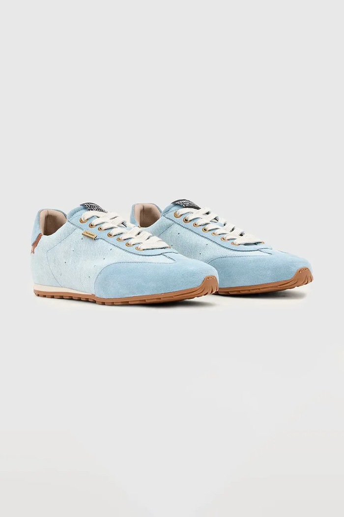 AllSaints Liam Low Top sneakersy damskie zamszowe W130FE niebieski SS26