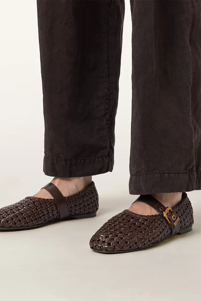 AllSaints σανδάλια δερμάτινα Sabine Woven Flat W102FE