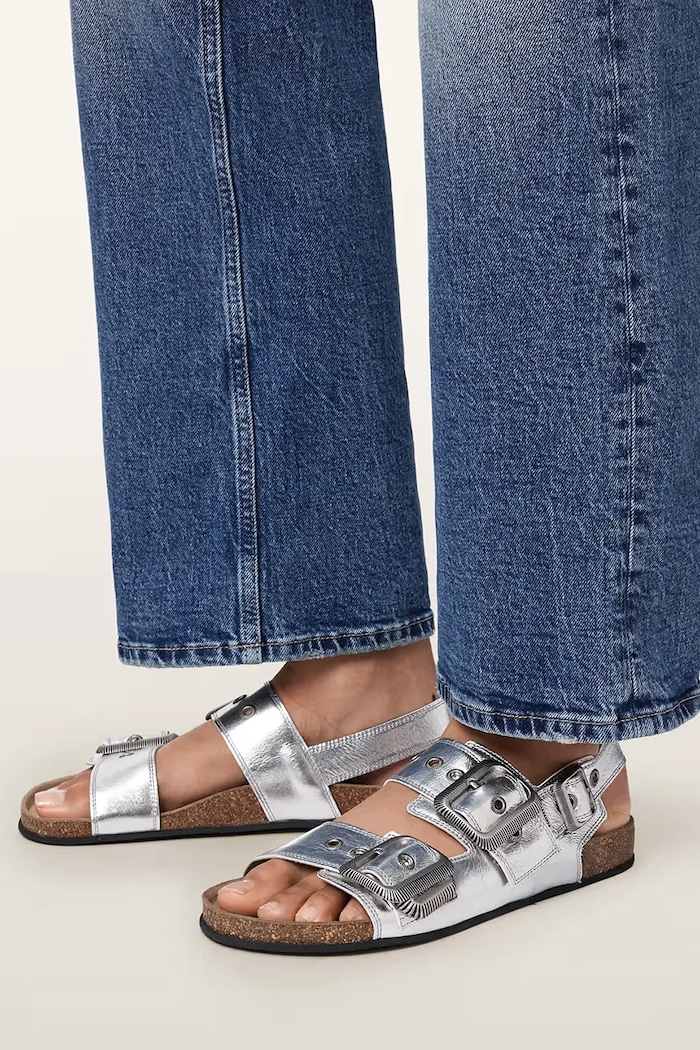 AllSaints sandały damskie skórzane Staffa Sandal W044FE.SLV