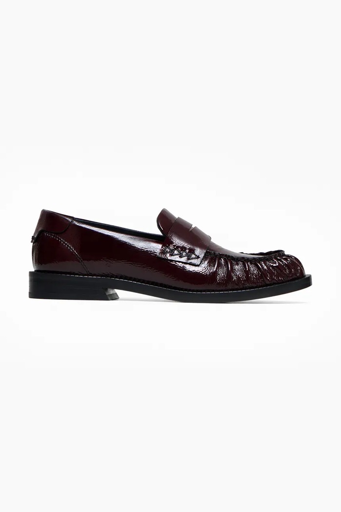 Vanda Novak mocasini pentru femei, din piele Greta Glossy Ruby burgundia Greta.Glossy.Ruby